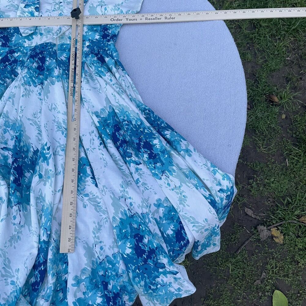 Flared Anabelle Dress Women's 2 Maple White Blue Cotton Vintage Anthropologie - Picture 12 of 16